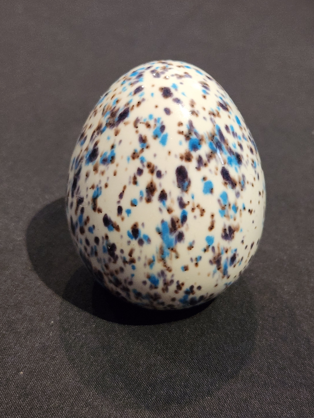 Brown Blue Speckled Ceramic Egg Decor Easter